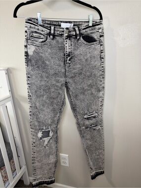 VERVET BY FLYING MONKEY High-Rise Acid Wash Skinny Jeans - Gray